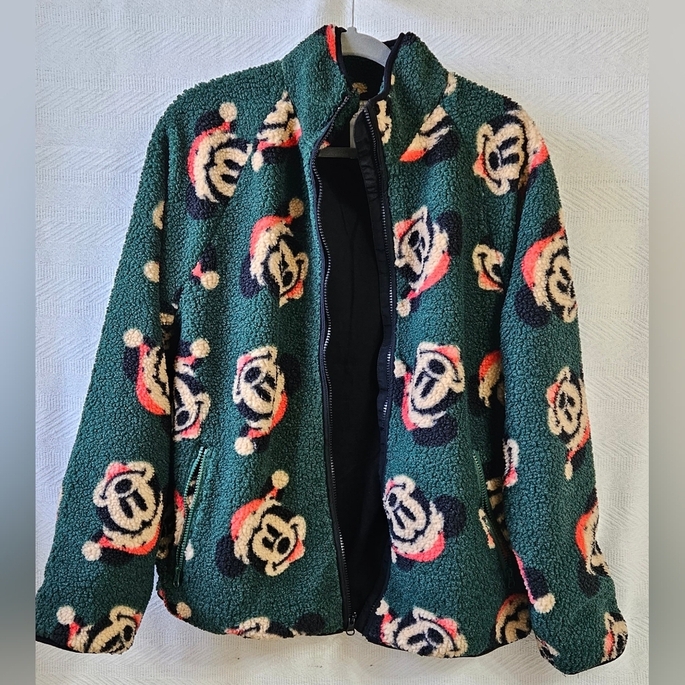 Disney Parks Santa Mickey fleece jacket, Medium, NWT!